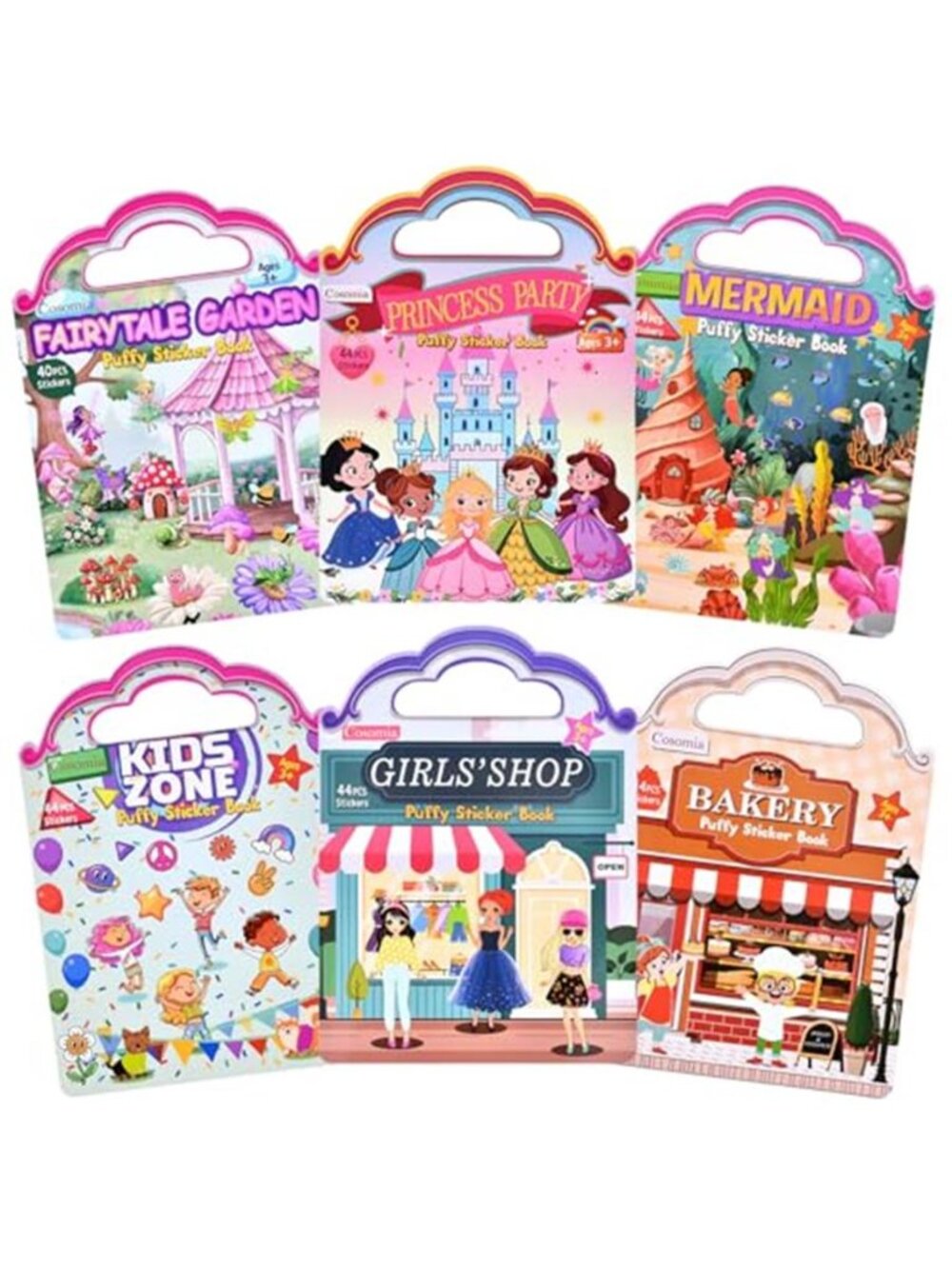 6 Set Puffy Sticker Book, Reusable Sticker Books for Toddlers